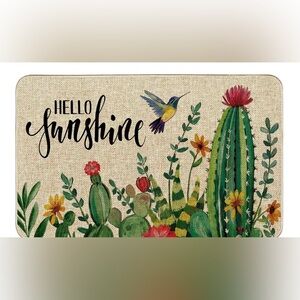 NEW Hello Sunshine Cactus Welcome Doormat Desert Non-Slip Low Profile 17 x 29”
